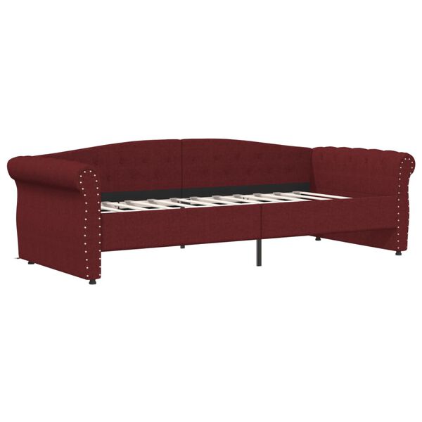 vidaXL Lit avec matelas et USB Rouge bordeaux Tissu 90x200 cm