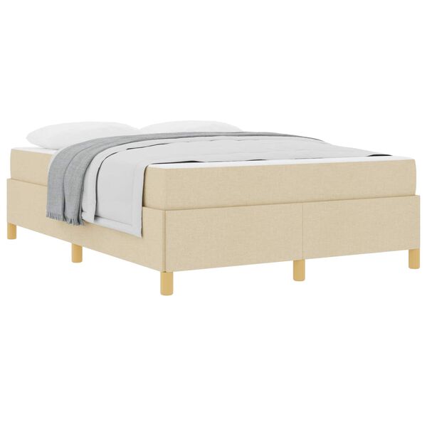 vidaXL Cadre de lit avec matelas Cr&egrave;me 160 x 200 cm tissu