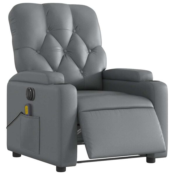 vidaXL Fauteuil de massage inclinable &eacute;lectrique gris similicuir
