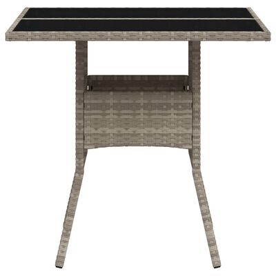 vidaXL Table de jardin avec dessus en verre gris clair résine tressée