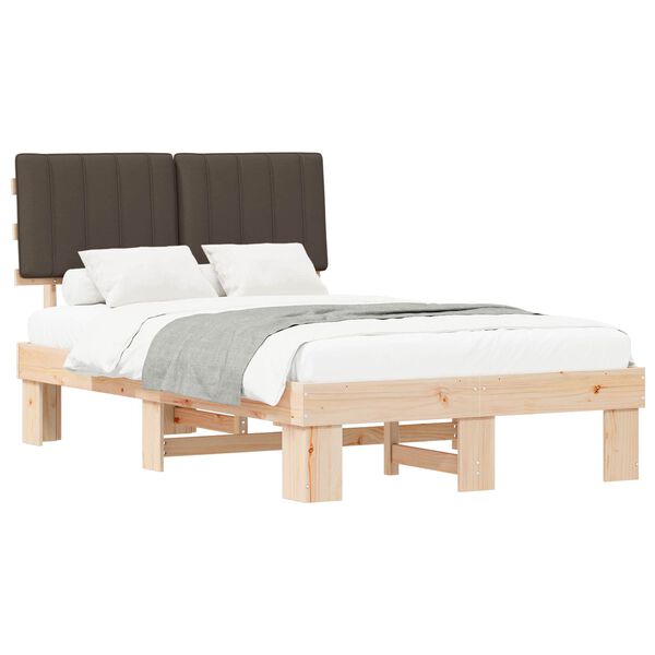 vidaXL Cadre de lit avec t&ecirc;te de lit rembourr&eacute;e Taupe 120 x 190 cm