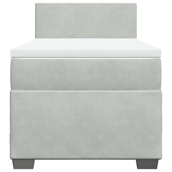 vidaXL Sommier &agrave; lattes de lit et matelas Gris clair 90x200 cm Velours