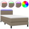 vidaXL Sommier &agrave; lattes de lit avec matelas LED Taupe 90x190 cm Tissu
