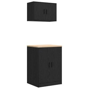 vidaXL Armoires de garage 2 pcs noir bois d'ing&eacute;nierie