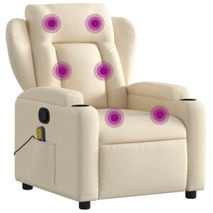 vidaXL Fauteuil de massage inclinable cr&egrave;me tissu