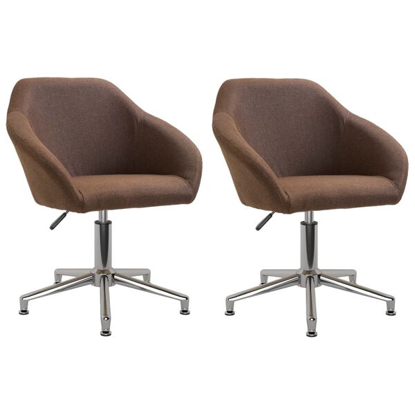 vidaXL Chaises pivotantes &agrave; manger lot de 2 marron tissu