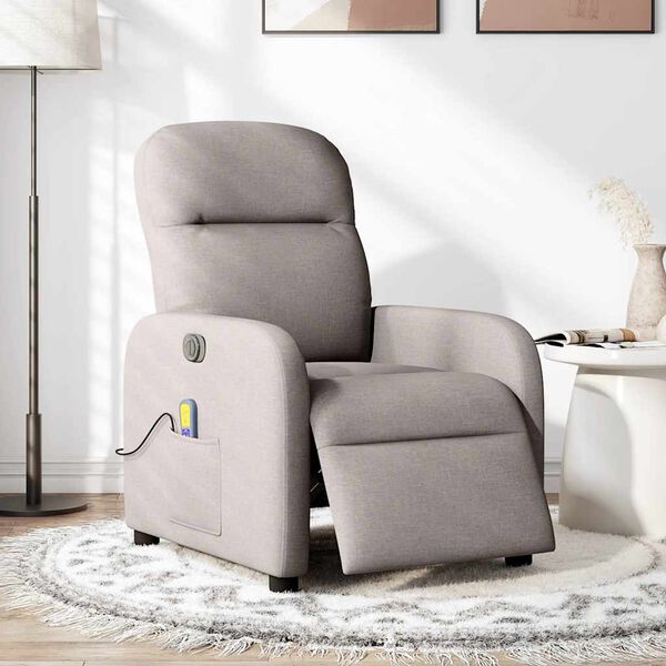 vidaXL Fauteuil de massage inclinable &eacute;lectrique Taupe Tissu