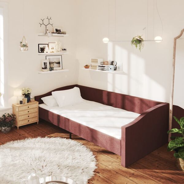 vidaXL Lit avec matelas et &eacute;clairage USB Violet Tissu 90x200 cm