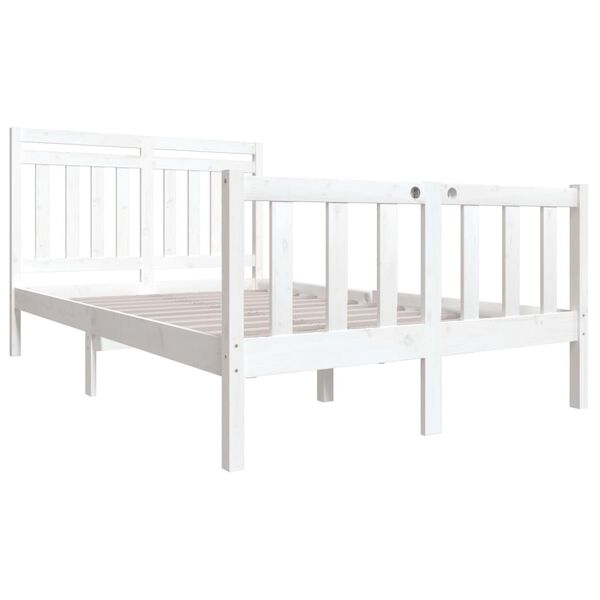 vidaXL Cadre de lit sans matelas blanc bois massif