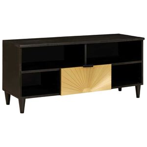 vidaXL Meuble TV Noir et or 100 x 33 x 46 cm Bois d'ing&eacute;nierie