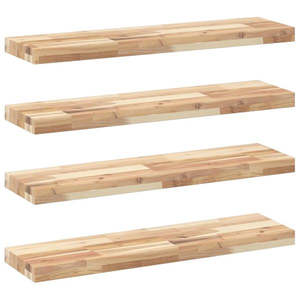 vidaXL &Eacute;tag&egrave;res flottantes 4 pcs 80x20x4 cm acacia massif non trait&eacute;