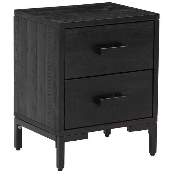 vidaXL Tables de chevet 2 pcs Noir 36x30x45 cm Bois de pin massif