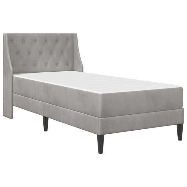 vidaXL Cadre de lit avec matelas Gris clair 90 x 190 cm Velours