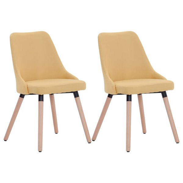 vidaXL Chaises &agrave; manger lot de 2 jaune tissu