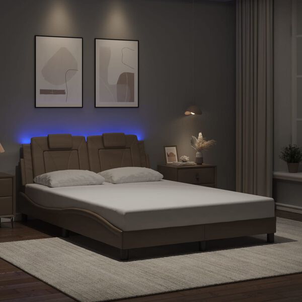 vidaXL Cadre de lit Viana avec LED sans matelas cappuccino 140x200 cm
