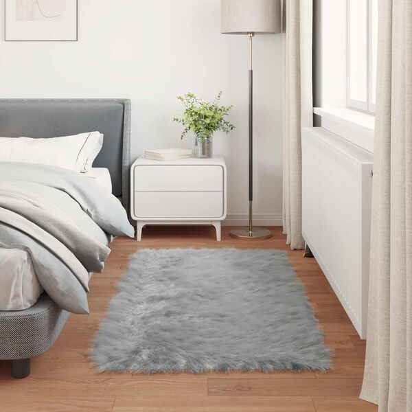 vidaXL Tapis en fausse Tafalla Gris 60 x 110 cm Polyester