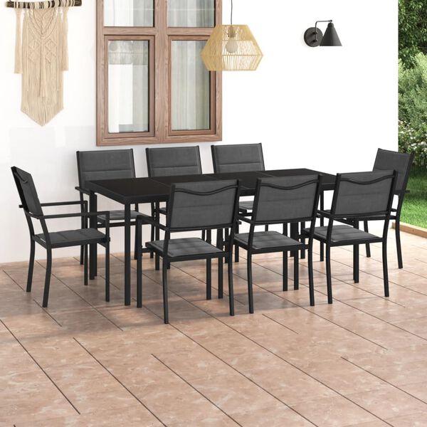 vidaXL Ensemble &agrave; manger d'ext&eacute;rieur 9 pcs Acier