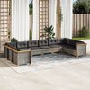 vidaXL Salon de jardin avec coussins 10 pcs gris r&eacute;sine tress&eacute;e
