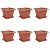 vidaXL Pots de plantes 6 pcs Rouge brique 38 x 38 x 30 cm Plastique