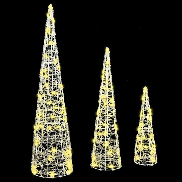 vidaXL Sapin de No&euml;l 3 pcs Blanc chaud 20 x 20 x 80 cm Acrylique
