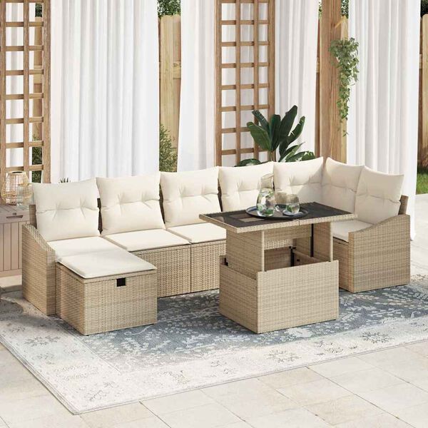 vidaXL Ensemble de canapé de jardin 8 pcs Beige Poly rotin