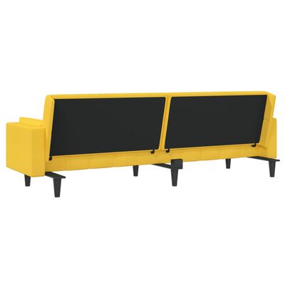 vidaXL Canapé-lit à 2 places avec deux oreillers jaune tissu
