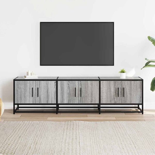 vidaXL Meuble TV sonoma gris 150x35x41 cm bois d'ingénierie et métal