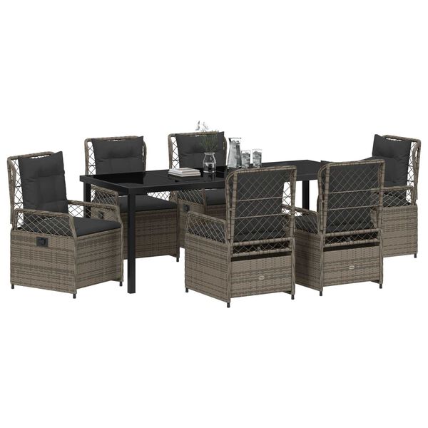 vidaXL Ensemble de salle &agrave; manger pour jardin 7 pcs Gris polyrotin