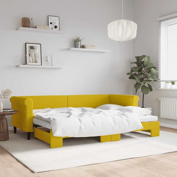 vidaXL Lit de jour avec lit gigogne jaune 80x200 cm velours