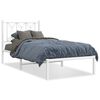 vidaXL Cadre de lit m&eacute;tal sans matelas avec t&ecirc;te de lit blanc 75x190cm