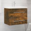 vidaXL Meuble lavabo avec bassin int&eacute;gr&eacute; Ch&ecirc;ne fum&eacute; Bois d'ing&eacute;nierie