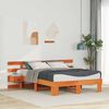 vidaXL Cadre de lit avec t&ecirc;te de lit Marron 135 x 190 cm Pin massif