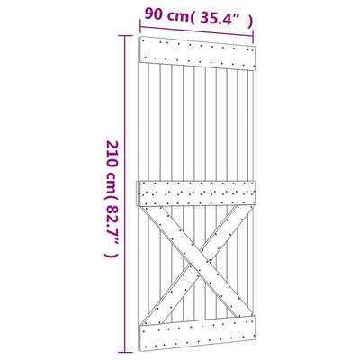 vidaXL Porte coulissante et kit de quincaillerie 90x210 cm pin massif