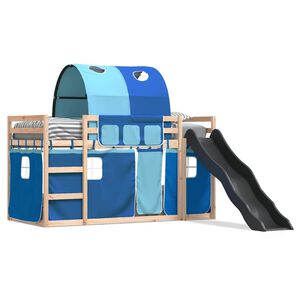 vidaXL Lit superpos&eacute; sans matelas avec toboggan et rideaux 80x200 cm