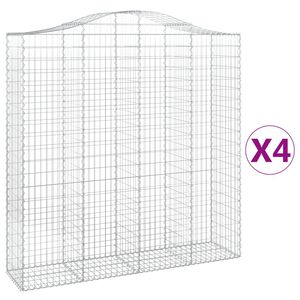 vidaXL Paniers &agrave; gabions arqu&eacute;s 4 pcs 200x50x200/220 cm Fer galvanis&eacute;