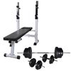 vidaXL Banc d'entra&icirc;nement et support de poids jeu d'halt&egrave;res 60,5 kg