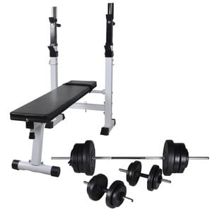 vidaXL Banc d'entra&icirc;nement et support de poids jeu d'halt&egrave;res 60,5 kg