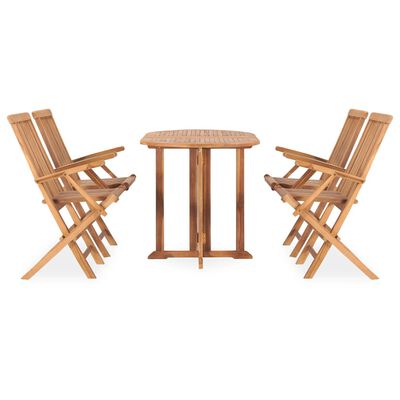 vidaXL Ensemble à manger d'extérieur pliable 5 pcs Bois solide de teck