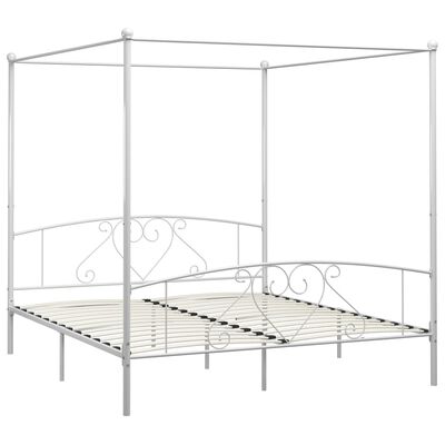 vidaXL Cadre de lit à baldaquin sans matelas blanc métal 200x200 cm