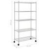 vidaXL &Eacute;tag&egrave;re de rangement 5 niveaux roues 75x35x155 cm Chrome 250 kg