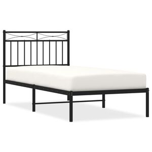 vidaXL Cadre de lit m&eacute;tal sans matelas avec t&ecirc;te de lit noir 90x200 cm