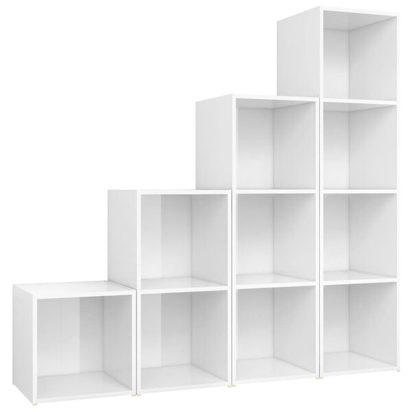 vidaXL Ensemble de meubles TV 4 pcs Blanc brillant Bois d'ing&eacute;nierie