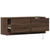 vidaXL Meuble TV mural avec lumi&egrave;res LED ch&ecirc;ne marron 100x31x35 cm