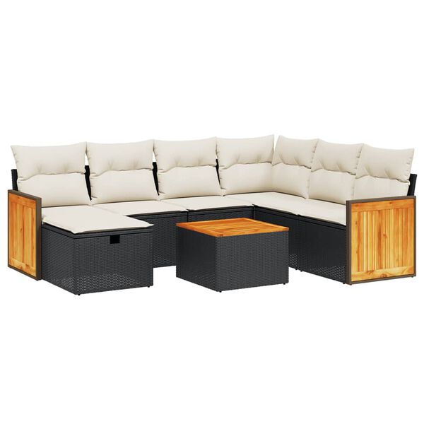 vidaXL Salon de jardin 8 pcs avec coussins noir r&eacute;sine tress&eacute;e