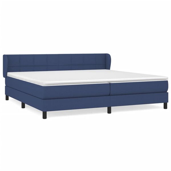 vidaXL Sommier &agrave; lattes de lit avec matelas Bleu 200x200 cm Tissu