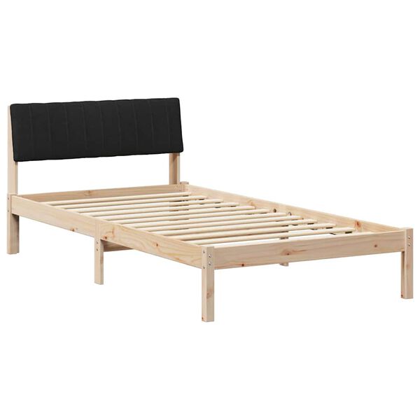 vidaXL Cadre de lit Marron et noir 100 x 200 cm Bois massif en pin