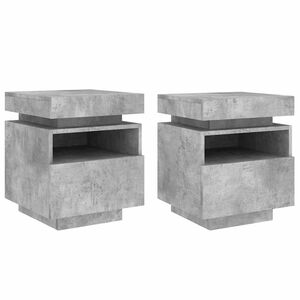 vidaXL Armoires de chevet avec lumi&egrave;res LED 2 pcs gris b&eacute;ton