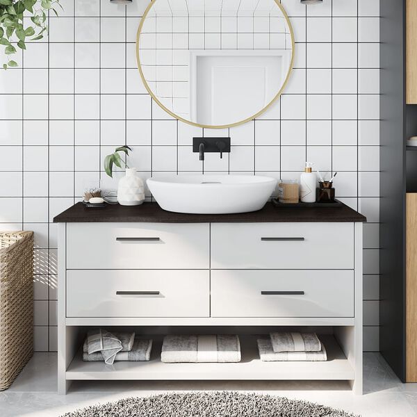 vidaXL Comptoir de salle de bain marron fonc&eacute; 100x30x2 cm bois trait&eacute;
