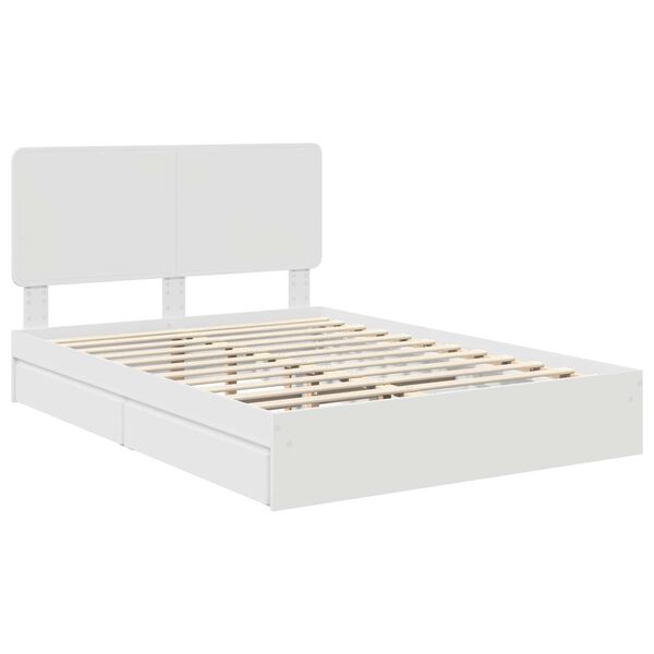vidaXL Lit de Rangement Blanc 150 x 200 cm Bois d'ing&eacute;nierie