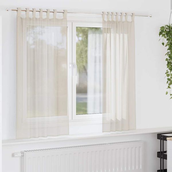 vidaXL Rideaux en voile avec passants 2 pcs cr&egrave;me